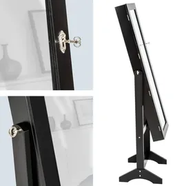 Tectake tectake® Schmuckschrank mit Spiegel, hochkant , schwarz