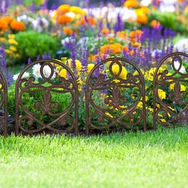 Relaxdays Beetzaun, 10er Set, Gusseisen, HxB: 32,5 x 17,5 cm,