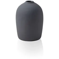 Raw zylindrische Keramikvase mit kleiner Öffnung 14,5 cm grau