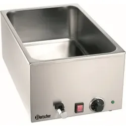 Bartscher 1/1 GN Bain Marie Wärmebehälter mit Hahn, Tischgerät ausgelegt für 1/1GN Behälter, Tiefe: 150 mm