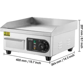 Vevor Grillplatte 36 x 30 cm Edelstahl silber