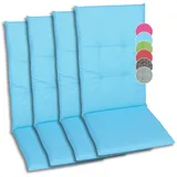 GO-DE Textil Bequeme und attraktive Polsterauflagen für Hochlehner-Gartenstühle (4er-Set, Uni blau, Hochlehner)