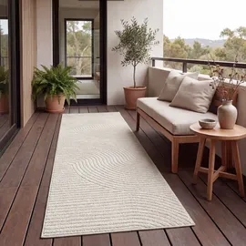 Paco Home Teppich Wetterfest, Balkon Wohnzimmer Skandinavisches Boho Einfarbig 80x150 cm, Creme 2