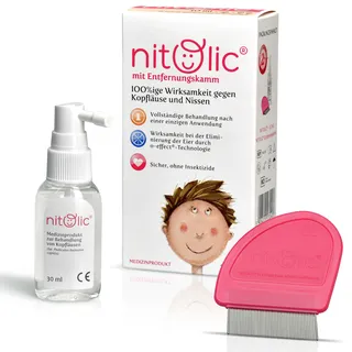 NITOLIC Läusemittel Kopfläuse, Gegen Läuse mit nur 1 Anwendung, Für Kinder ab 2 Jahren, Mit Läusekamm Entfernungskamm, Wirksame Alternative zum Läuseshampoo