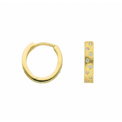 Adelia ́s Paar Ohrhänger 585 Gold Ohrringe Creolen mit Zirkonia Ø 12,8 mm, mit Zirkonia Goldschmuck für Damen goldfarben