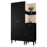 ABIKS MÖBEL Kompaktgarderobe PALERMO Set 6 Garderobe mit gepolsterten Paneelen, Industriell Design schwarz