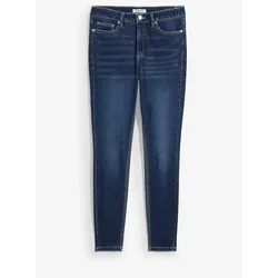 bonprix Skinny Jeans Mid Waist cropped, blau, 42, mit Baumwolle