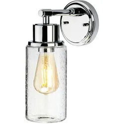 Licht-Erlebnisse Wandaußenleuchte JUNIS Chrom poliert Klar/Transparent Baustahl Regenglas IP44 LE8776