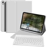 ZOPSGYU Hülle mit Tastatur für iPad A16 11. Generation/iPad 10. Generation (2025/2022, 11/10,9 Zoll) mit Stifthalter, Magnetische Anti-Detach Tastatur Hülle mit QWERTZ Layout Keyboard, Grau