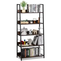 VEVO Rustikal Bücherregal Standregal Lagerregal 5 Ebenen Büro Trapezförmig