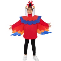 Funidelia | Papagei Kostüm für Jungen und Mädchen Tiere, Vögel - Kostüm für Kinder & Verkleidung für Partys, Karneval & Halloween - Größe 5-6 Jahre - Rot