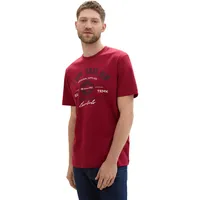 Tom Tailor Herren T-Shirt mit Logo-Print aus Baumwolle, Deep