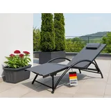 Gardissimo Gartenliege Sonnenliege Deckchair Karin Liegestuhl Alu, Set, 1 St., komplett-Set, mehrfach verstellbar / wetterfest / pflegeleicht grau