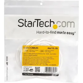 Startech StarTech.com USB-C To Usb-C Cable W/ 5A Pd - M/M - White - 4 M (13 Ft.), USB2C5C4MW
