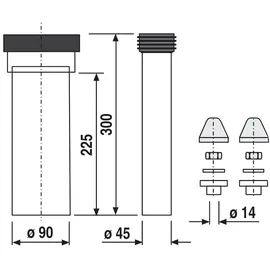 Eisenberg SANIT WC-Anschlussgarnitur 300 mm DN90