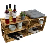Kistenkolli Altes Land 2er set Holzkiste Gerda Längs Schuhregal Weinkiste Weinregal Schuhablage