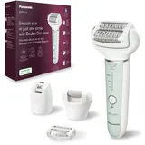 Panasonic ES-EY70-G503 Nass/Trockenepilierer, Dual Disc 60 Pinzetten, 90° schwenkbarer Kopf, 3 Geschwindigkeiten & LED-Licht, 30 Min. Betrieb, kabellos, Haarentferner, Fußpflegekopf.