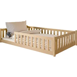 Kids Collective Kinderbett Bodenbett 120 x 200 cm Kiefer massiv natur beige