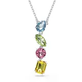 Swarovski Gema Halskette, Mehrfarbige, Rhodinierte Damenhalskette mit Y-Anhänger und Strahlenden Kristallen in Verschiedenen Schliffen