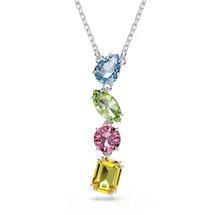 Swarovski Gema Halskette, Mehrfarbige, Rhodinierte Damenhalskette mit Y-Anhänger und Strahlenden Kristallen in Verschiedenen Schliffen