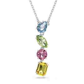 Swarovski Gema Halskette, Mehrfarbige, Rhodinierte Damenhalskette mit Y-Anhänger und Strahlenden Kristallen in Verschiedenen Schliffen