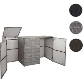 Mendler 3er-Mülltonnenverkleidung HWC-E25, Mülltonnenbox Mülltonnenabdeckung, Poly-Rattan 3x120l ~ grau