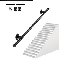 OUGPIU Handlauf Wand-Handlauf,1m/2m/3m Antirutsch Treppenrohr-Handlauf,Matt-Schwarz Wand-zu-Wand-Haltegriff Innengeländer Kit Treppengeländer,für älter,Behindert,Kinder den Innen Außen (1m/3.3ft)