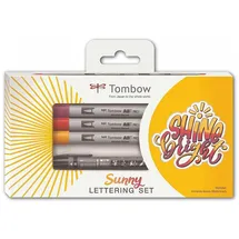 Tombow LS-ABTP, Sunny Lettering Set für farbstarke Letterings, 3x ABT PRO Marker & Fudenosuke twin + Anleitung, perfekter Start ins Lettering mit alkoholbasierten Markern