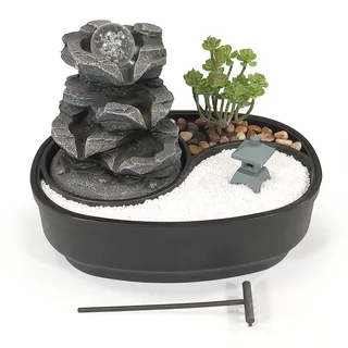 Lemodo Zimmerbrunnen mit LED-Beleuchtung, Zen Dekobrunnen für die Wohnung
