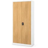 Jan Nowak Aktenschrank Metall Büroschrank abschließbar 90 cm JAN H 4 Böden Stahl (Kaltwalzstahl 0,6 mm Wandmontage möglich PZH-zertifiziert) Ordnerschrank 50 Ordner Schloss 2 Schlüssel robust 14 Farben braun