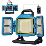 MASMEJOR Solar LED Baustrahler Akku, 30000LM, 25000mAh, 3 Solarpanels