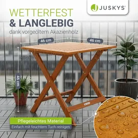 Juskys Juskys® Beistelltisch Zadar Klappbar wetterfest geölt Akazienholz, Garten