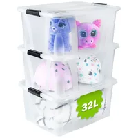 Konzept 32L Aufbewahrungsbox mit Deckel 3er Set, sicher verschlossen,