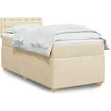 vidaXL Boxspringbett mit Matratze Creme 140x200 cm Stoff