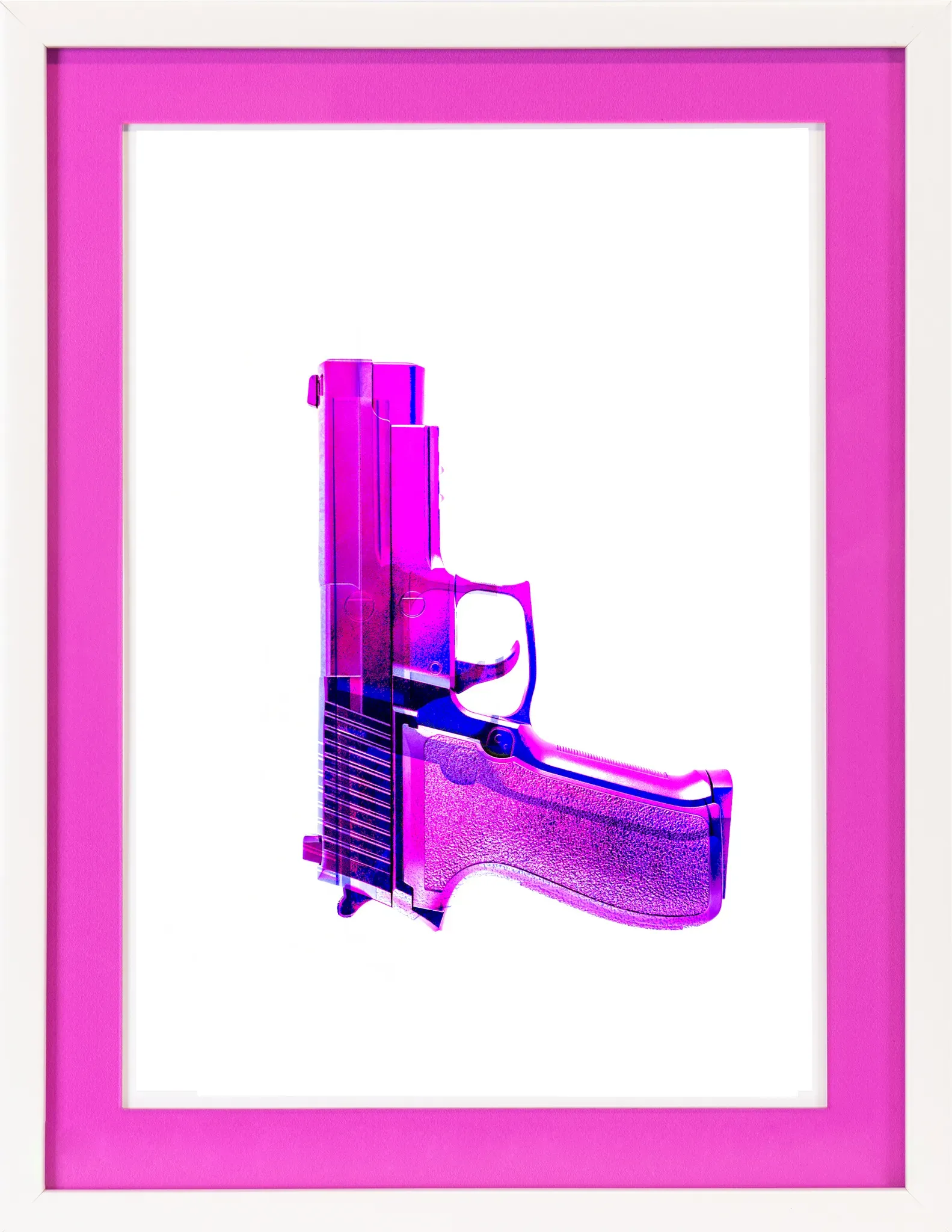 queence Bild mit Rahmen »Waffe, Pistole, pink«, Sport, (1 St.), Poster mit buntem Acrylglas Passepartout queence pink