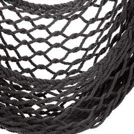 Svita Hängesessel in Netz-Optik mit Stange Baumwollseil Naturmaterial Grau