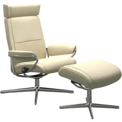 Stressless Sessel | Paris Cross Base Paloma Vanilla Poliertes Aluminium Verstellbare Kopfstütze