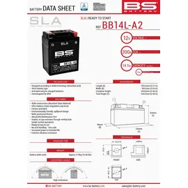 BS Battery YB14L-A2 14,7 Ah