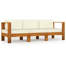 vidaXL 3-Sitzer Loungesofa Akazie cremeweiß