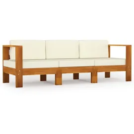 vidaXL 3-Sitzer Loungesofa Akazie cremeweiß