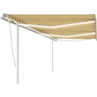 VidaXL Einziehbar LED Gelenkarmmarkise 600 x 350 cm gelb/weiß
