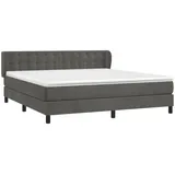 vidaXL Boxspringbett mit Matratze Dunkelgrau 180x200 cm Samt