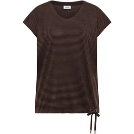 Cecil V-Shirt CECIL, Damen, Gr. M (40), braun (braun cacao), Web, 80% Baumwolle, 20% Polyester, gestreift, comfort fit normal, V-Ausschnitt, normaler Saum, Shirts, mit Cut-Out Detail