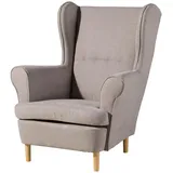 Massivmoebel24 Ohrensessel SCANDI Polyester 71 x 105 x 74 cm Taupe mit Kissen