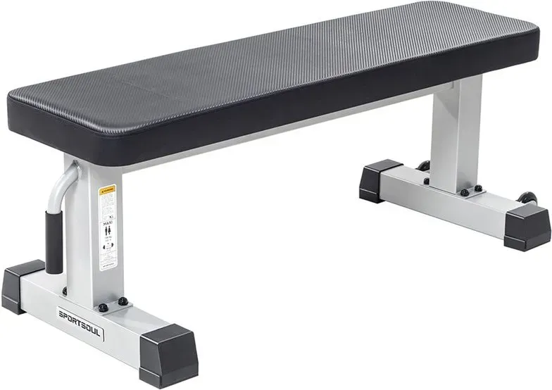 SPORTSOUL Stabile flache Hantelbank für das Heimtraining, Krafttraining, stabile Montage, Belastbarkeit 610 lbs