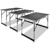 yorten Tapeziertisch 3 STK. Multifunktionstisch Klappbar Schwarz 3tlg. Höhenverstellbar 73/80/87/94 cm 100 x 60 cm