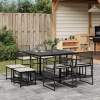 vidaXL Gartenmöbel Set 9-tlg. Schwarz