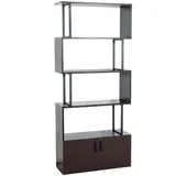 Mendler HWC-A27 Bücherregal 183 x 80 x 3D-Struktur cm Dunkelbraun