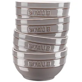 Staub Ceramique Schüsselset, 400 ml, Müslischüsseln, Servierschüsseln, Dessertschalen, Antik-Grau, Keramik, 12 cm, 4-tlg