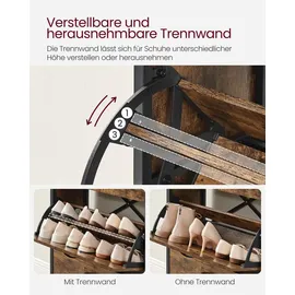 VASAGLE Schuhregal 30 x 130 x 60 cm vintage braun